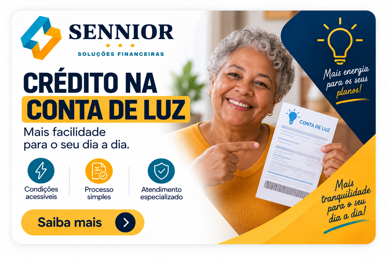 Crédito na conta de luz com condições acessíveis e processo simples