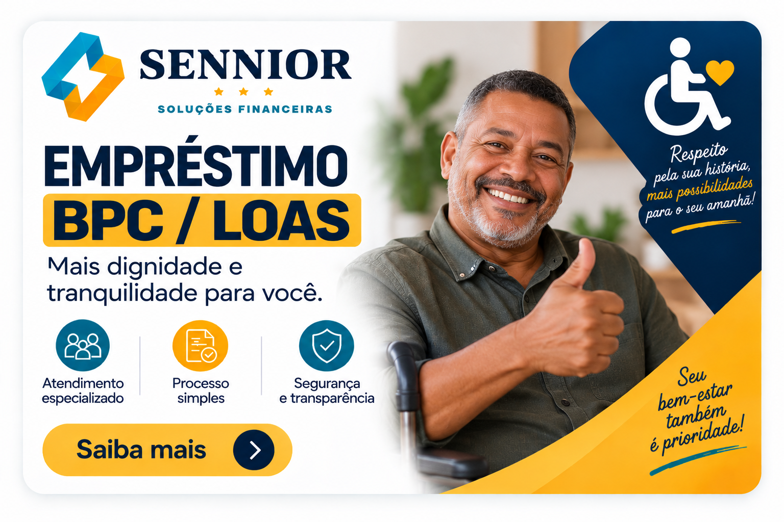 Empréstimo BPC e LOAS com atendimento especializado, processo simples, segurança e transparência